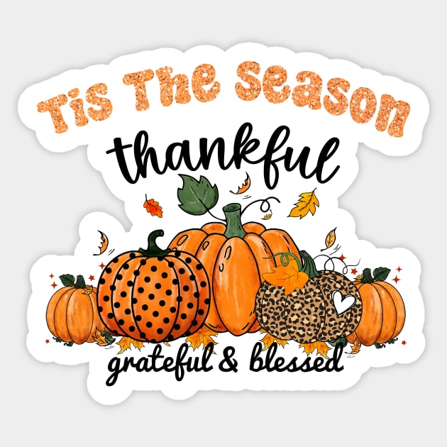 Tis The Season Latte Pumpkin Spice Thankful Happy Fall Thanksgiving Sticker by AimArtStudio